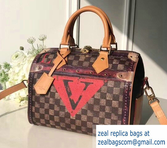 Louis Vuitton Trompe l oeil Damier Canvas Speedy 25 Bandouliere Bag M52249 2018